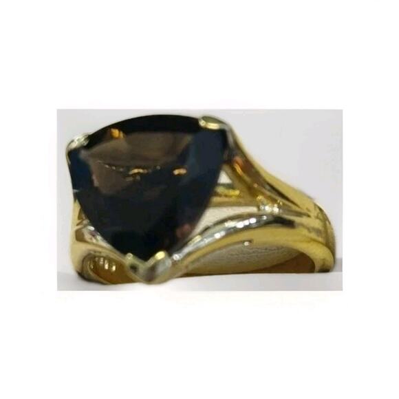 CISS 925 Sterling Silver 12mm Trillion Cut Smokey Quartz Cocktail Ring Size 8.5 - Picture 2 of 7